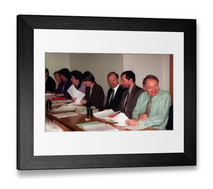 Framed Print : Labour Party NEC Millbank Tower R / L Ken Livingstone David Blunkett and Robin Cook Framed Print : Labour Party NEC Millbank Tower R / L Ken Livingstone David Blunkett and Robin Cook