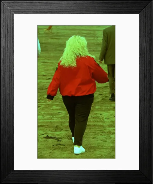 Framed Print : Dawn French on Baywatch set in Somerset filming for new television series of French Framed Print : Dawn French on Baywatch set in Somerset filming for new television series of French