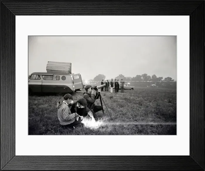 Framed Print : UFO Hunters June 1967 30 members of The International Sky Scouts or UFOLOGISTS as they Framed Print : UFO Hunters June 1967 30 members of The International Sky Scouts or UFOLOGISTS as they