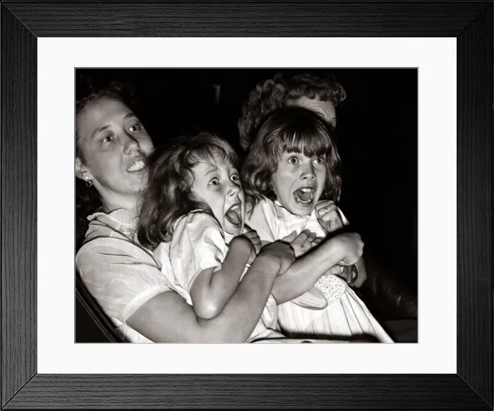 Framed Print : Fairground Rides - The Ghost Train - April 1954 Frightened children screaming as Framed Print : Fairground Rides - The Ghost Train - April 1954 Frightened children screaming as