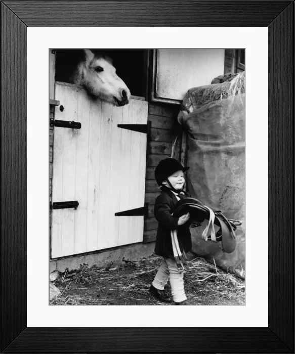 Framed Print : Animals - Children with Horses. Loaded up: Horse-lover Donna gets saddled with a big Framed Print : Animals - Children with Horses. Loaded up: Horse-lover Donna gets saddled with a big