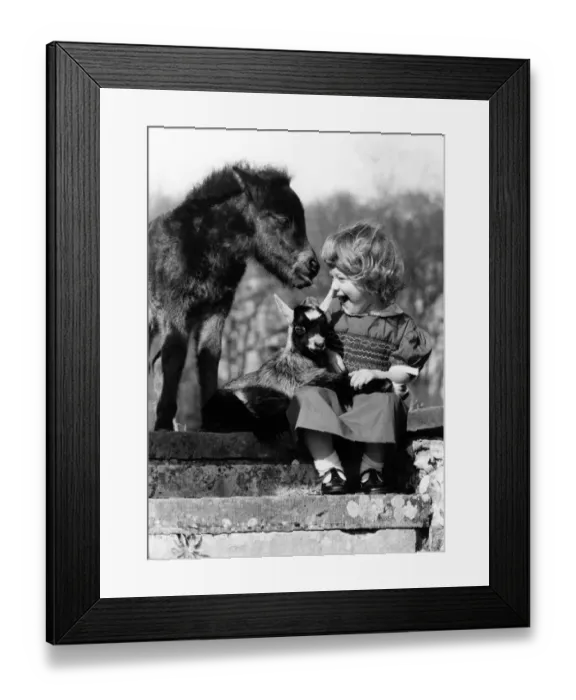 Framed Print : Animals - Children with Horses. May 1981 P000490
