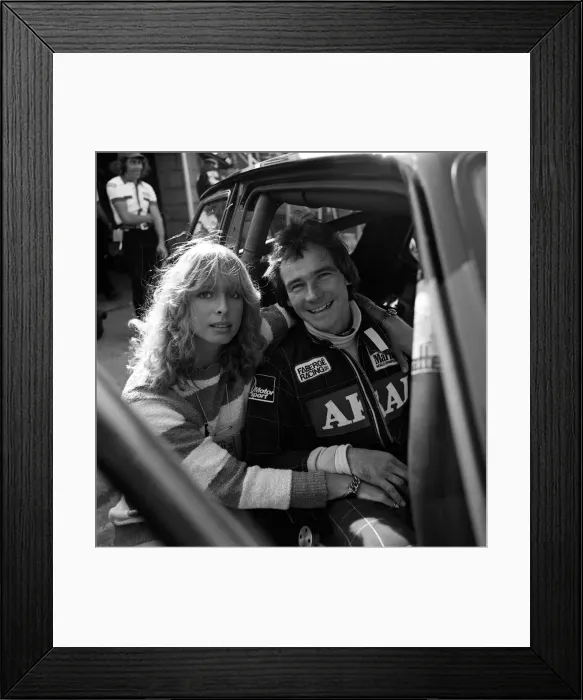 Framed Print : Barry Sheene with girlfriend Stephanie McClean at Brands Hatch for race meet Framed Print : Barry Sheene with girlfriend Stephanie McClean at Brands Hatch for race meet