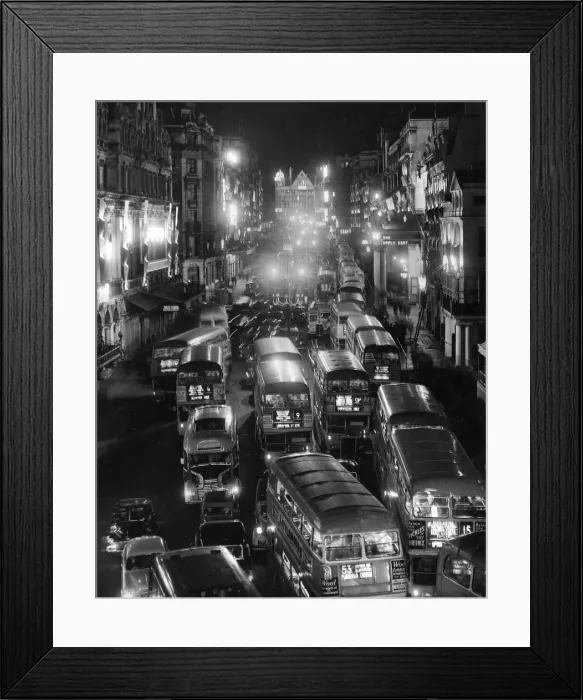 Framed Print : Queen Elizabeth II Coronation Buses, taxis and private cars seen here driving Framed Print : Queen Elizabeth II Coronation Buses, taxis and private cars seen here driving