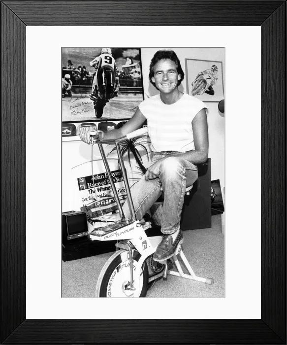 Framed Print : Barry Sheene motorcycle champion August 1984 Framed Print : Barry Sheene motorcycle champion August 1984