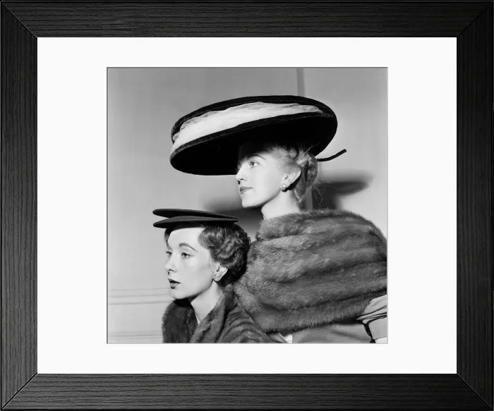 Framed Print : The Flying Saucer hat Hat fashions, July 1955 Ronald Patterson show Framed Print : The Flying Saucer hat Hat fashions, July 1955 Ronald Patterson show