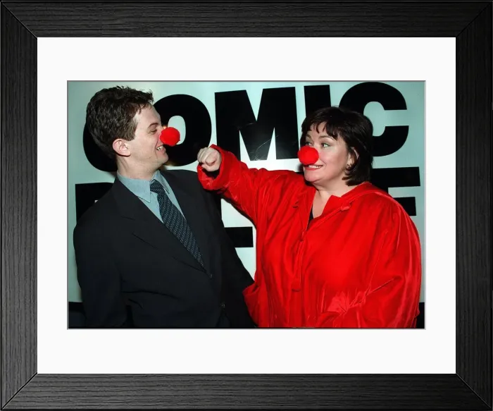 Framed Print : Comic relief Red Nose Launch. Matthew Wright and Dawn French. February 1997