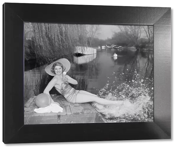 Glamour Girl in punt Wendy Underhill of Palmers Green DM Picture Spread about
