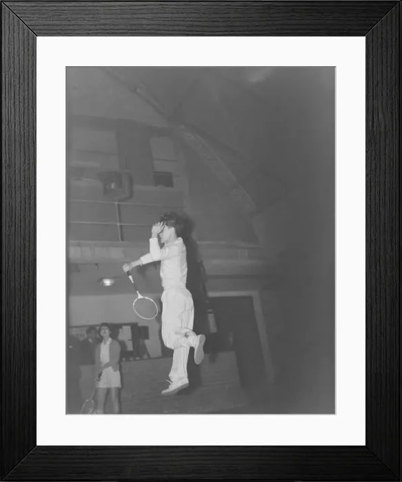 Framed Print : Badminton Eddy Choong 20 year old Malayan badmington star preparing for