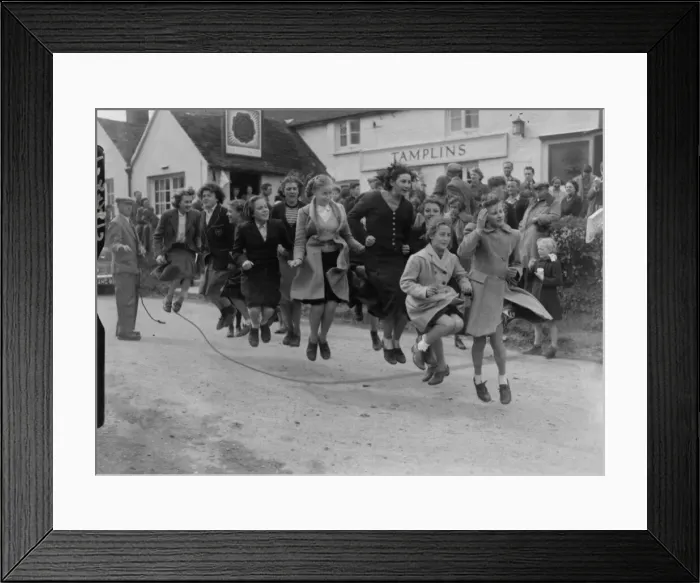 Framed Print : Easter custom at Alciston, Sussex - skipping in the streets to make the crops grow
