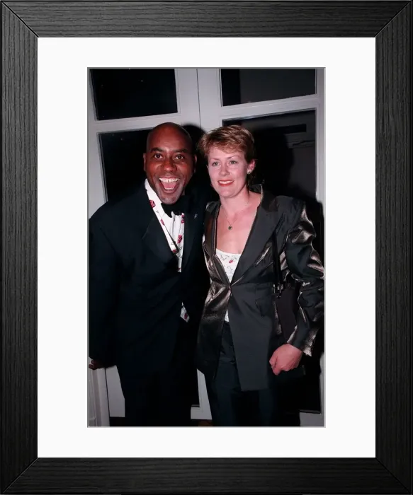 Framed Print : Ainsley Harriott TV Chef September 98 At the TV Quick Awards in london with his Framed Print : Ainsley Harriott TV Chef September 98 At the TV Quick Awards in london with his