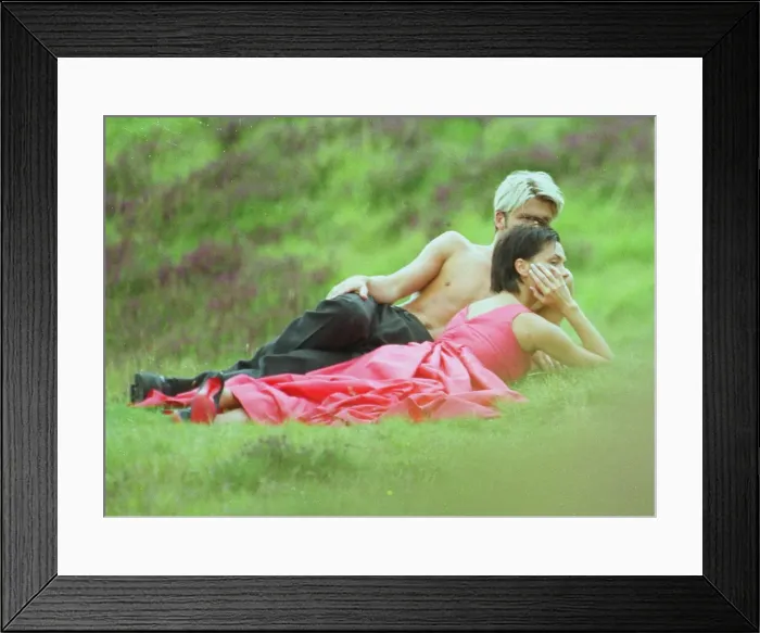 Framed Print : David Beckham and Victoria Adams July 1999 in the Scottish Highlands for a six hour Framed Print : David Beckham and Victoria Adams July 1999 in the Scottish Highlands for a six hour