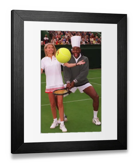 Framed Print : Anneka Rice and Ainsley Harriett at Queens Club July 1998 for the Celebrity