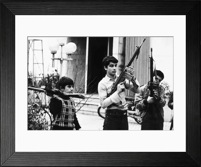 Framed Print : Irans Boy Scouts some aged only twelve are being taught to use German made G3 rifles Framed Print : Irans Boy Scouts some aged only twelve are being taught to use German made G3 rifles