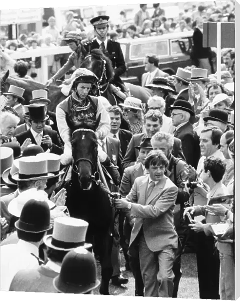 Teenoso and Lester Piggott winning the Derby June 1983 Lester Piggott