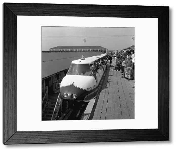 Framed Print : Sir Billy Butlin opens the first monorail in Britain June 1965 at his Skegness camp Framed Print : Sir Billy Butlin opens the first monorail in Britain June 1965 at his Skegness camp