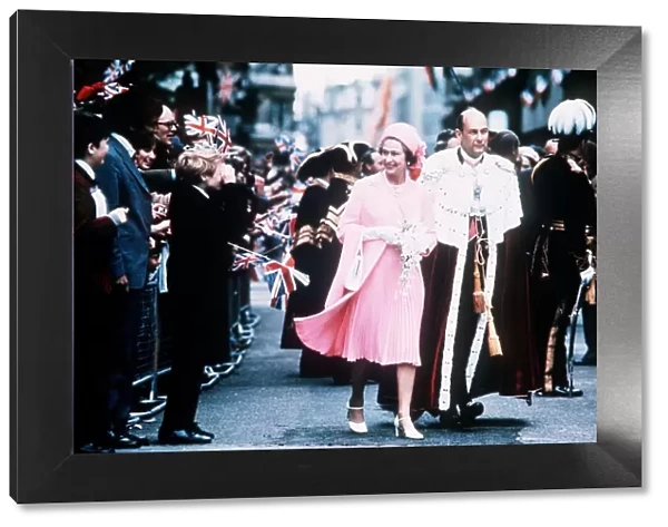 Queen Elizabeth with the Lord Mayor on Silver Jubilee Day. 7th June 1977