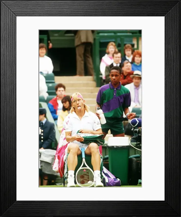 Framed Print : Martina Navratilova has a rest during her match at Wimbledon 1992