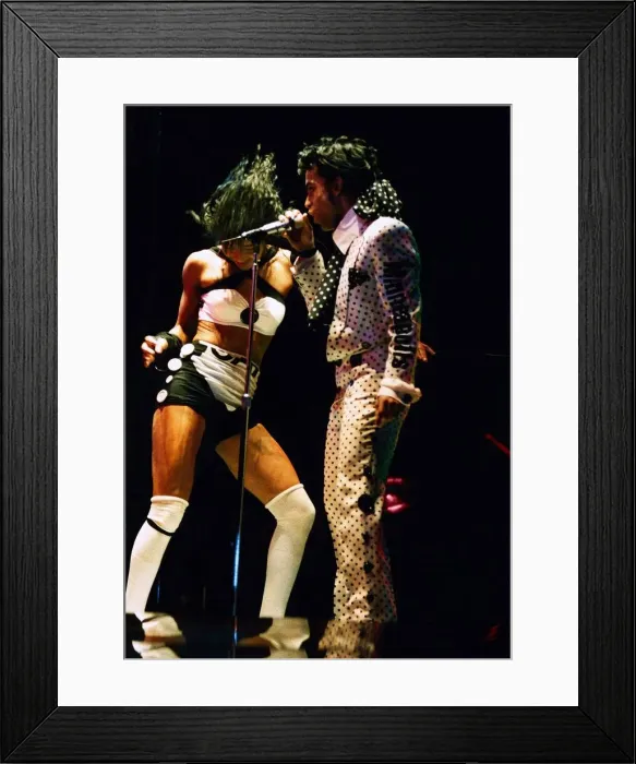 Framed Print : Prince Pop Singer Songwriter in concert at Wembley Arena with backing singer Cat