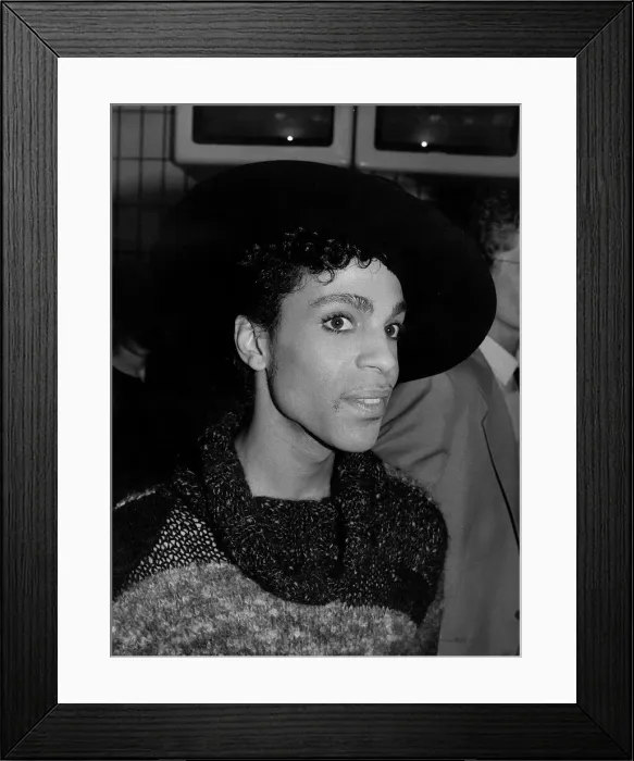 Framed Print : American pop singer Prince arrives at Gatwick Airport in London for three Wembley