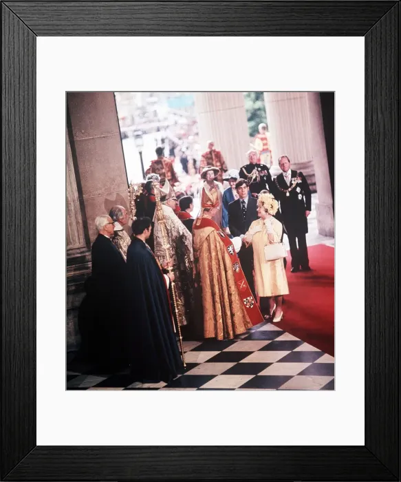 Framed Print : Queen Mother and Prince Andrew at Silver Jubilee Day 1977 with Archbishop of Framed Print : Queen Mother and Prince Andrew at Silver Jubilee Day 1977 with Archbishop of