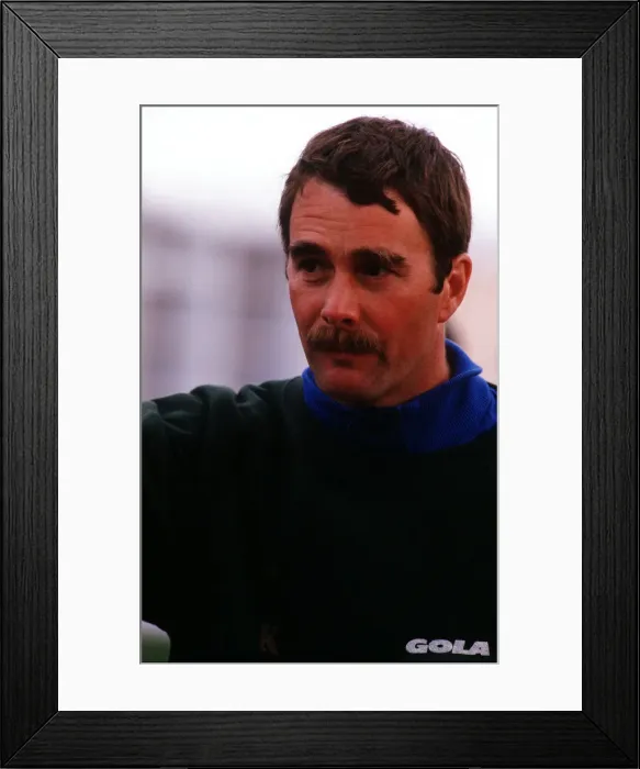 Framed Print : Nigel Mansell Motor Racing Formula One Driver taking part in the Television Programme Its Framed Print : Nigel Mansell Motor Racing Formula One Driver taking part in the Television Programme Its