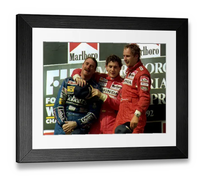 Framed Print : Nigel Mansell motor racing driver wins first World Drivers Championship in Hungary after