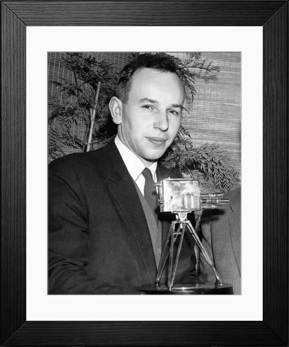 Framed Print : John Surtees with his BBC Sports Personality Trophy December 1959 Framed Print : John Surtees with his BBC Sports Personality Trophy December 1959