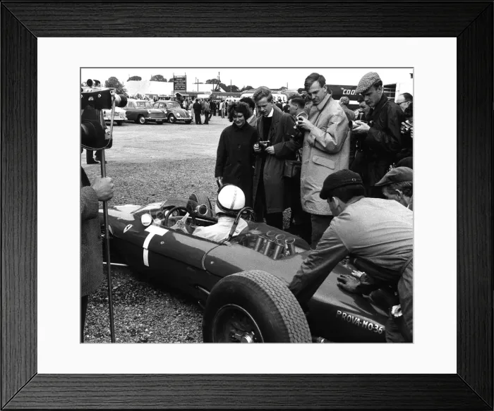 Framed Print : British Grand Prix Silverstone July 1963 John Surtees driver for Ferrari gets a Framed Print : British Grand Prix Silverstone July 1963 John Surtees driver for Ferrari gets a