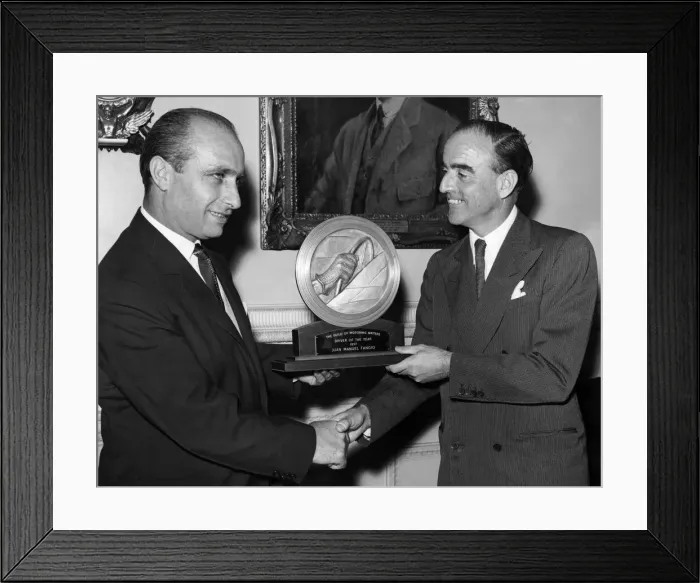 Framed Print : J. M Fangio wins driver of the year award from the guild of motoring writers Framed Print : J. M Fangio wins driver of the year award from the guild of motoring writers