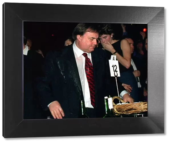 John Prescott, Deputy Prime Minister, pictured at the Brit Awards after being wet by a