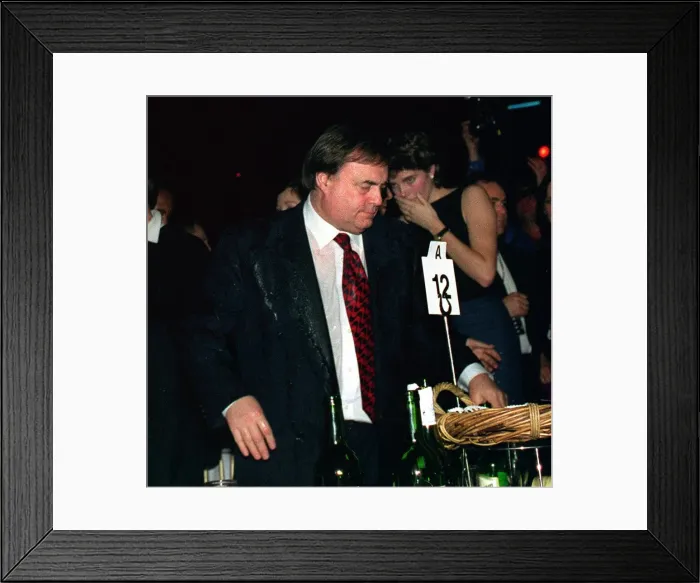 Framed Print : John Prescott, Deputy Prime Minister, pictured at the Brit Awards after being wet by a Framed Print : John Prescott, Deputy Prime Minister, pictured at the Brit Awards after being wet by a