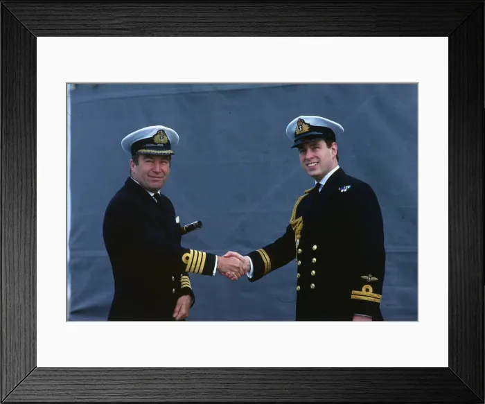 Framed Print : Prince Andrew Duke of York October 1988 lshaking hands with a unknown naval officer