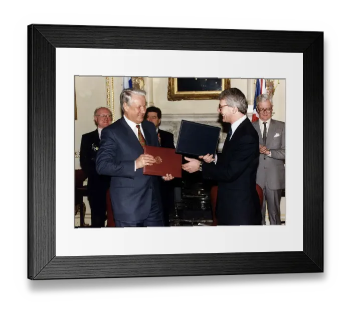 Framed Print : John Major British Conservatitve Prime Minister with Russian President Boris Yeltsin