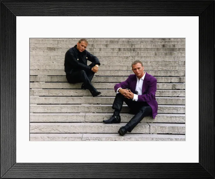 Framed Print : Bros pop group sitting on steps A©Mirrorpix