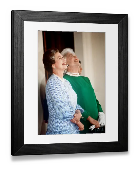 Framed Print : Barbara Bush June 1989 First Lady of the United States of America with the Queen on her