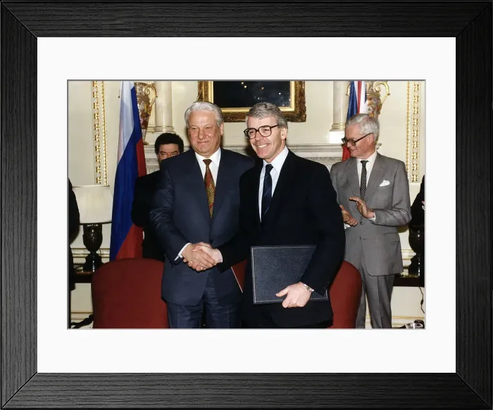 Framed Print : Boris Yeltsin Russian Prime Ministerafter signing the Memorandum of Understanding at No Framed Print : Boris Yeltsin Russian Prime Ministerafter signing the Memorandum of Understanding at No