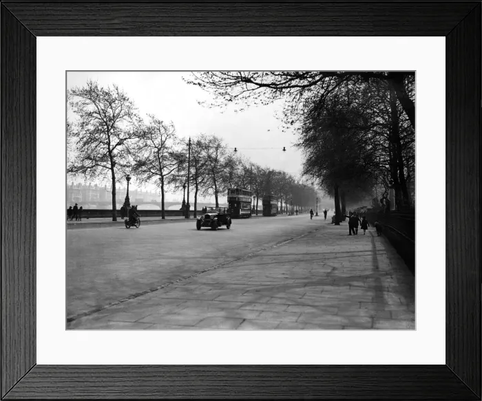 Framed Print : Thames Embankment looking towards Westminister, London. Circa 1935. P000147 Framed Print : Thames Embankment looking towards Westminister, London. Circa 1935. P000147
