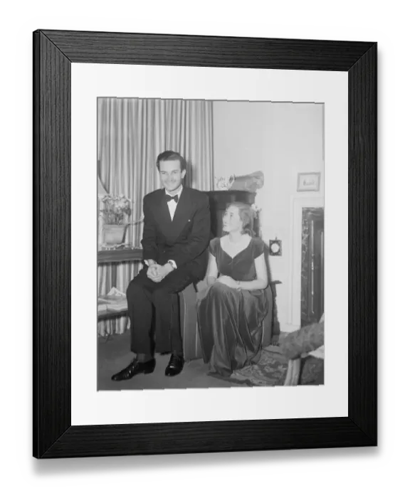 Framed Print : Lord St. Just and fiancee Leslie Nast daughter of late Conde Nast American publisher