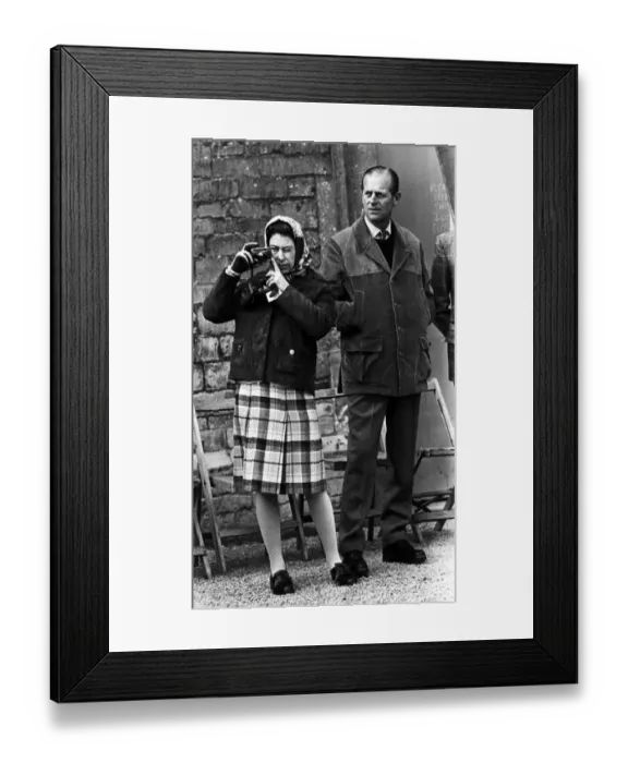 Framed Print : Tthe Queen with Prince Philip, taking picture at Badminton Horse Trials
