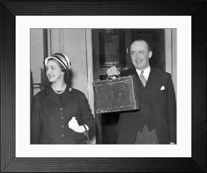 Framed Print : The Chancellor of the Exchequer (George Edward) Peter Thorneycroft is here seen holding Framed Print : The Chancellor of the Exchequer (George Edward) Peter Thorneycroft is here seen holding