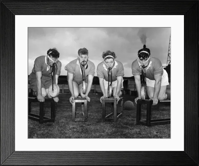 Framed Print : New training methods at Leigh RLFC. August 1955 P000008 Framed Print : New training methods at Leigh RLFC. August 1955 P000008