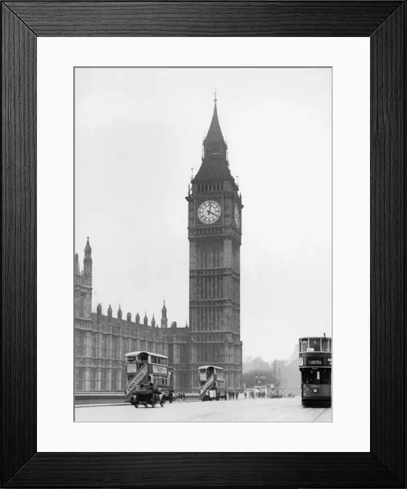 Framed Print : Big Ben and Westminister Bridge circa 1930. P000016 Framed Print : Big Ben and Westminister Bridge circa 1930. P000016