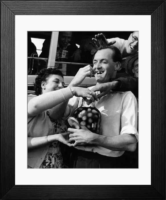 Framed Print : Pickle Onion eating competition Hands came from every where