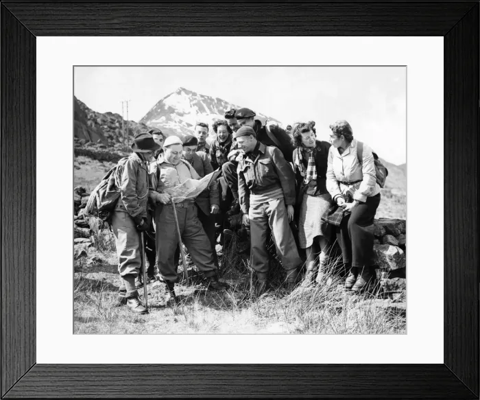 Framed Print : Hikers planning their route through the Scottish mountains. April 1951 P000014