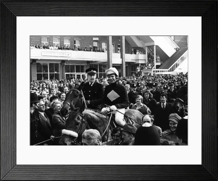 Framed Print : Red Rum with Brian Fletcher win at Aintree in 1974 Grand National Framed Print : Red Rum with Brian Fletcher win at Aintree in 1974 Grand National