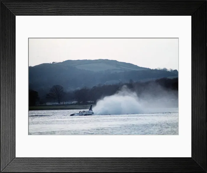 Framed Print : British speed enthusiast Donald Campbell during trials for his latest world speed record Framed Print : British speed enthusiast Donald Campbell during trials for his latest world speed record