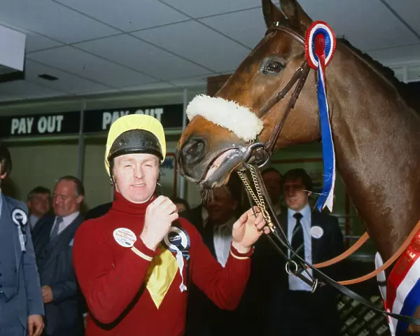 Jonjo O Neill jockey April 1981 with Red Rum opening a Glasgow bookmakers O  /  S