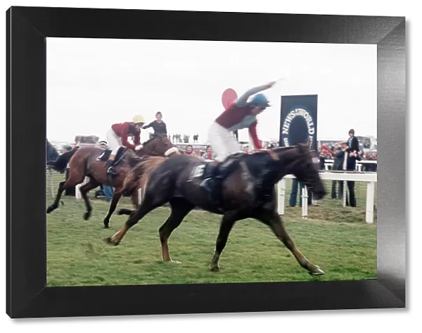 Red Rum and jockey Tommy Stack taste defeat in the 1976 Grand National as Rag Trade