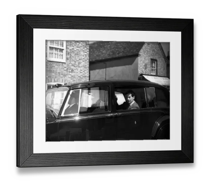 Framed Print : Group Captain Peter Townsend in the car with Queen Elizabeth II Framed Print : Group Captain Peter Townsend in the car with Queen Elizabeth II